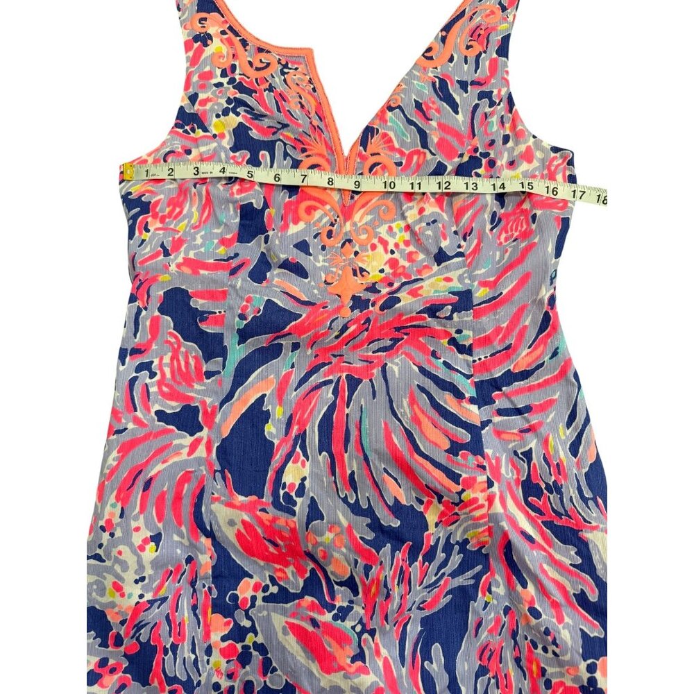 Lilly Pulitzer Lyssa Sleeveless Dress V-Neck Floral Pink Blue Womens Size 6 - Picture 5 of 8